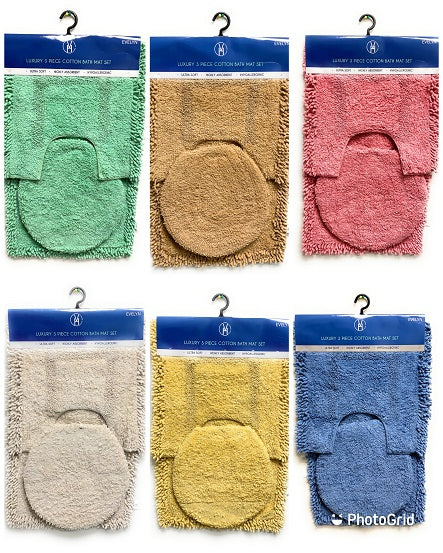 Evelyn 3pc Bath Mat, Assorted Color C/P 12