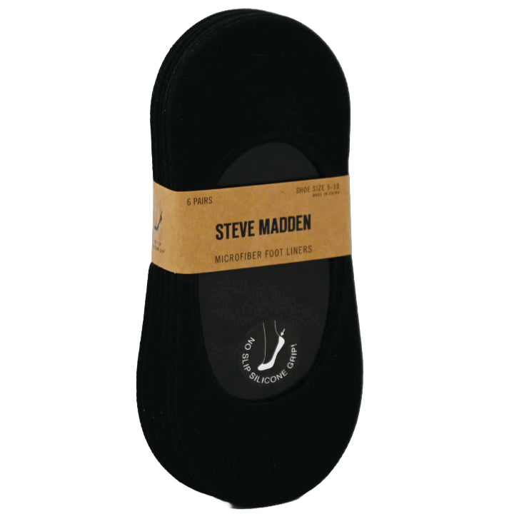 6pk WOMEN MICROFIBER FOOR LINER SOCKS STEVE MADDEN C/P 36
