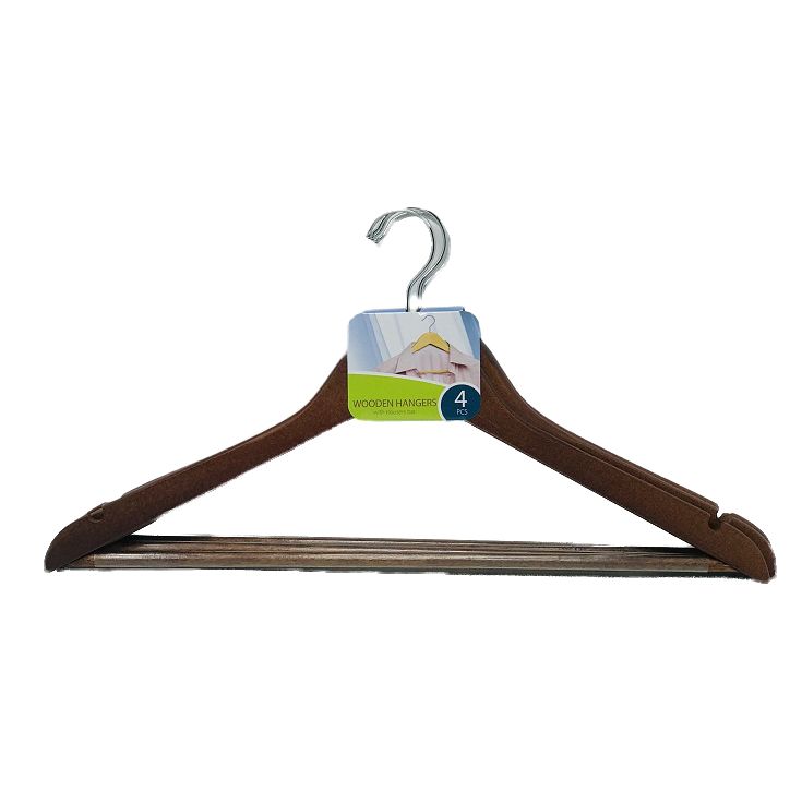 WOODEN HANGERS SET OF 4PCS WALNUT C/P 64