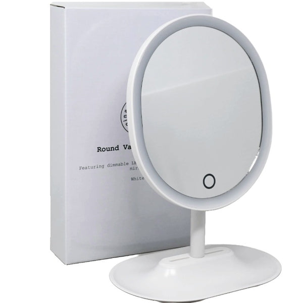 White Oval LED Makeup Mirror Rechargeable C/P 16