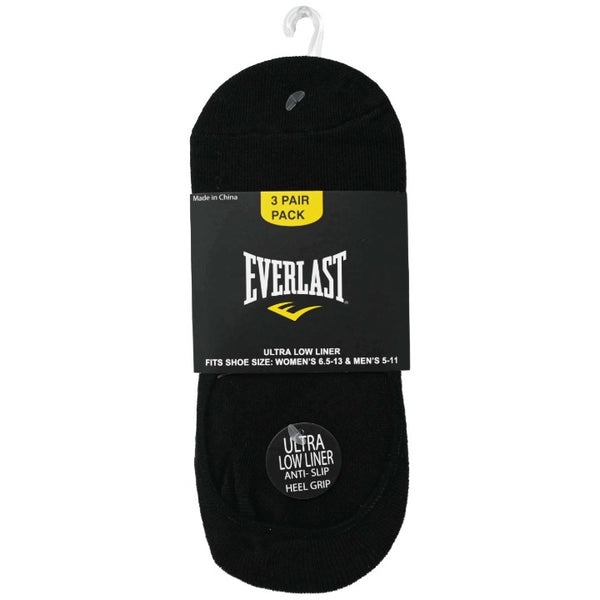 *USA ONLY* Adult Black M 3pk Unisex Ultra Low Liner Socks C/P 30