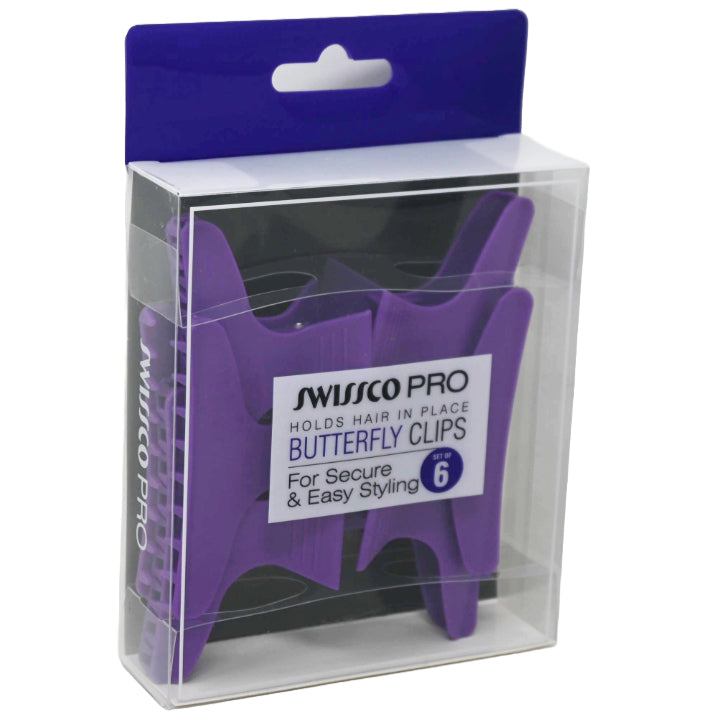 6pk PURPLE PRO BEAUTY BUTTERFLY HAIR CLIPS C/ P 72 C/P 72