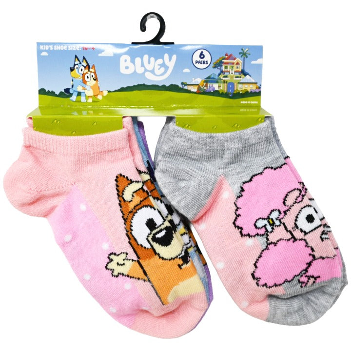 6pk GIRLS BLUEY FUN TIME NS SOCKS SIZE 6-8 C/P 36