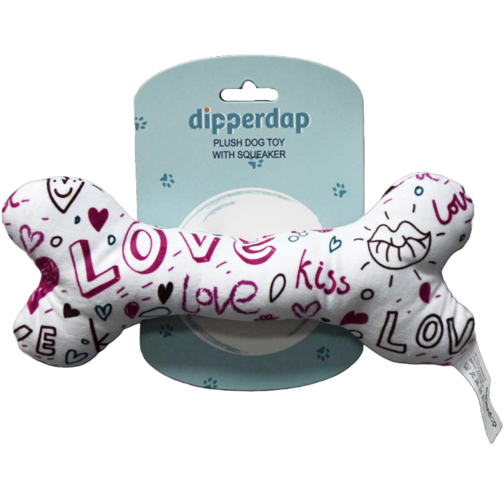 DOG TOY PLUSH SQUEAKER LOVE BONE C/P 50