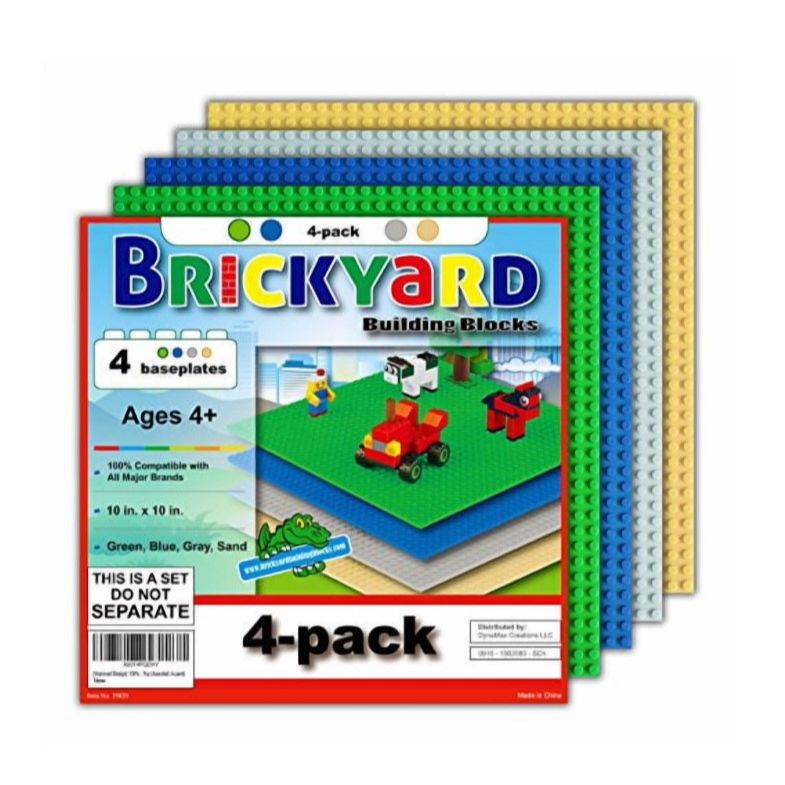 4pk 10X10" Green/Blue/Sand/Grey Brickyard Building Blocks Baseplates C/P 27