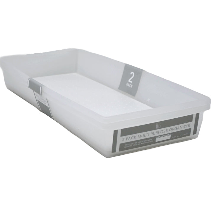 2pk White Drawer Organizer with Grey TPR 16x6.7x1.97" C/P 12