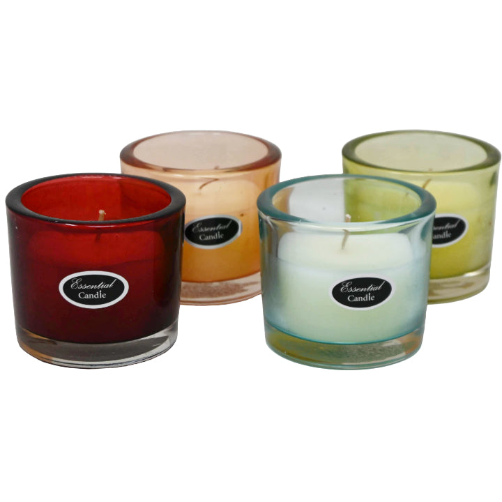 GLASS CUP WITH WAX - 2% VANILLA ASST COLORS C/P 24