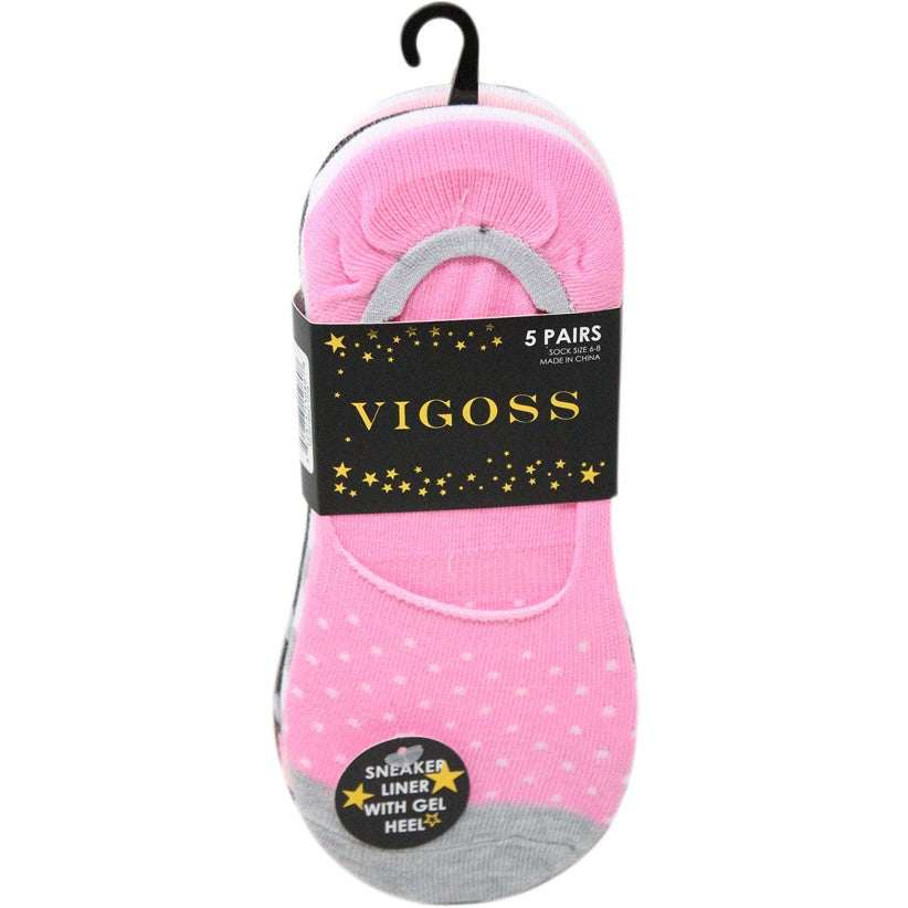 5pk VIGOSS GIRLS MULTICOLOR LINER SOCKS C/P 60