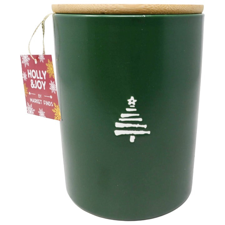 Tree Icon Canister Bamboo Lid C/P 16 Holly & Joy