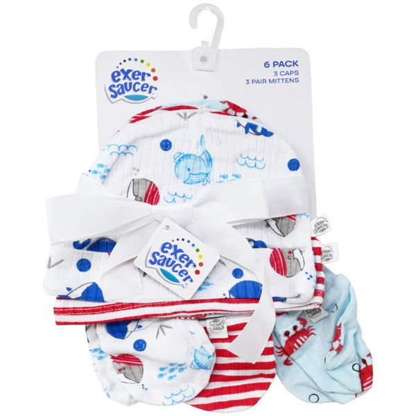 6pc Whale Hats Mittens Set C/P 36 Exersaucer
