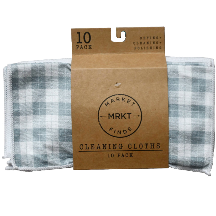 10pk GREEN/GINGHAM MICROFIBER CLEANING CLOTH C/P 48