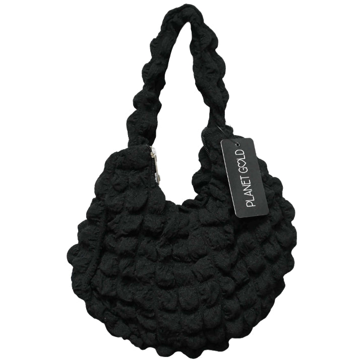 BLACK QUILTED HOBO HANDBAG WITH TOP C/P 12