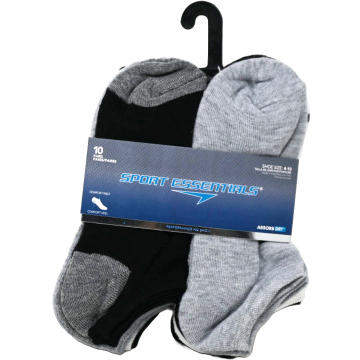 10pk KIDS SPORT ESSENTIALS DBL LOGO HC NS SOCKS SIZE 9-11 C/P 60