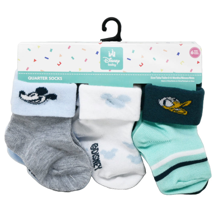 6pk BOYS MICKEY AND FRIENDS TURN CUFF SOCKS C/P 60