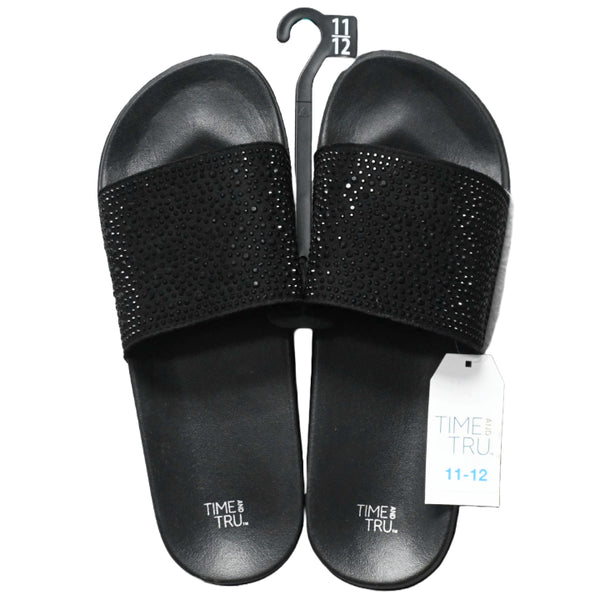 LADIES BLACK SLIDE SANDAL W/BLING SIZE 11/12 C/P 12
