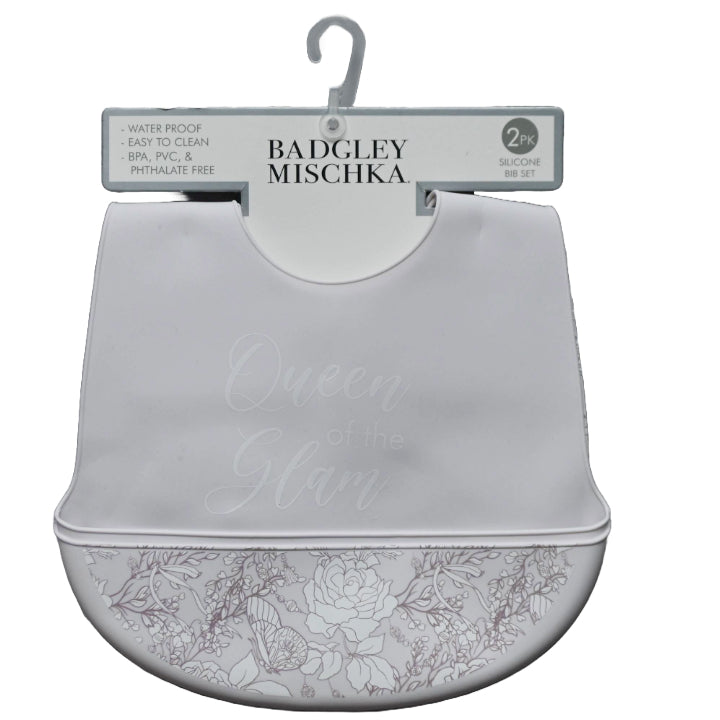 2pk "Queen of the Glam" Silicone Bibs Badgley Mischka C/P 60