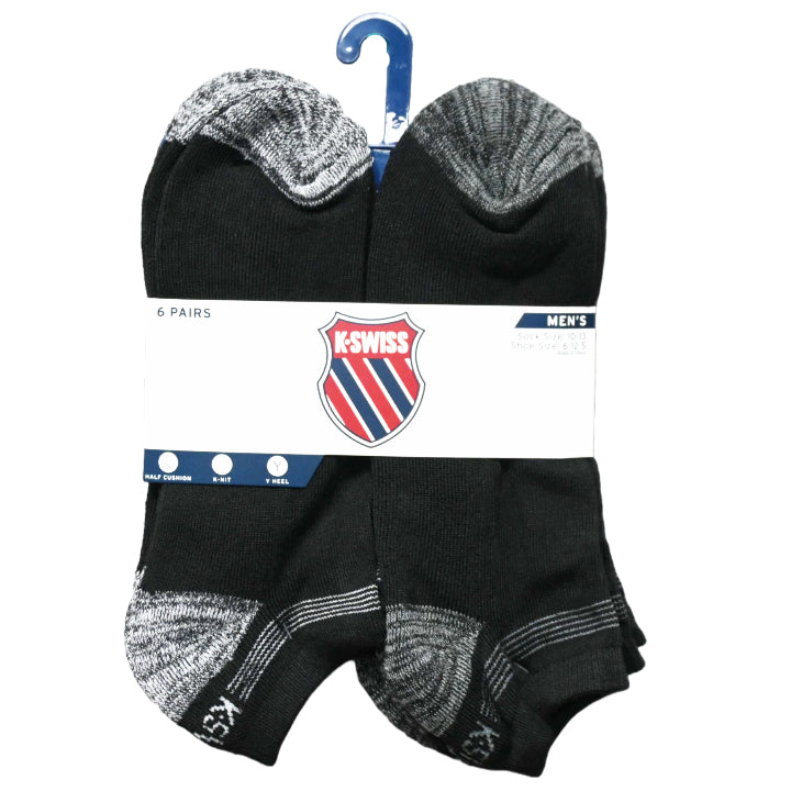 6pk K-SWISS MEN HF CUSH LOW CUT RANDOM FEED SOCKS C/P 36
