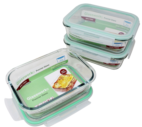 1520ml RECTANGULAR GLASS FOOD CONTAINER C/P 18