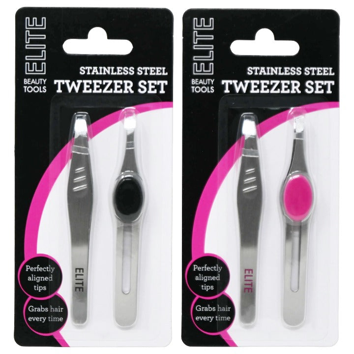 2PC TWEEZER SET ON BLISTER CARD C/P 144 ELITE