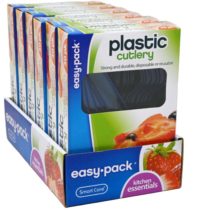 30ct EASY PACK CLEAR PLASTIC CUTLERY C/P 24