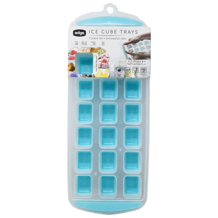 Edge 2pk Silicone Ice Cube Tray Standard Square Teal C/P 12