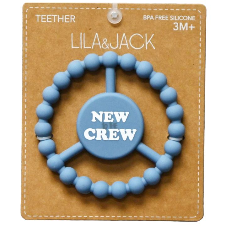 1pc Silicone Peace Teether - Dusty Blue "New To The Crew" C/P 100