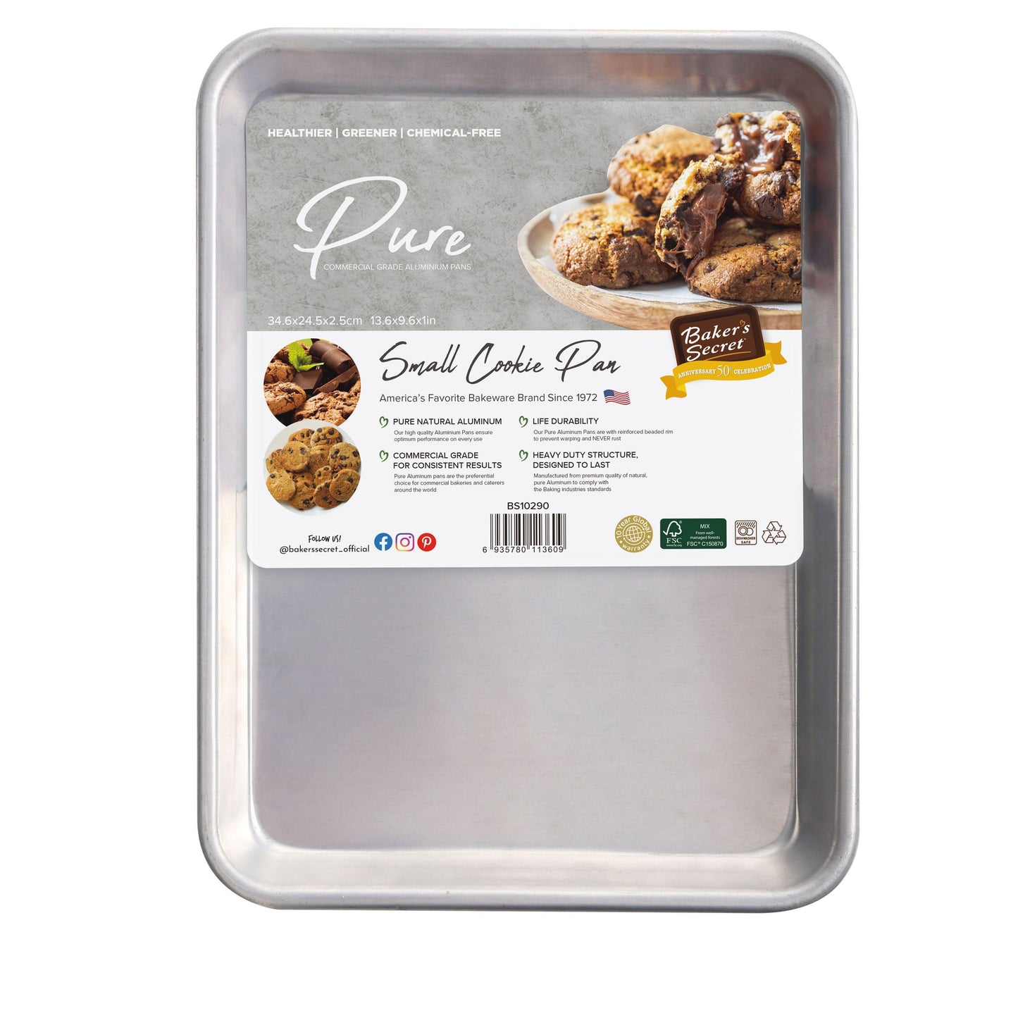 Baker's Secret 13 inch Pure Natural Aluminum Cookie Pan C/P 12