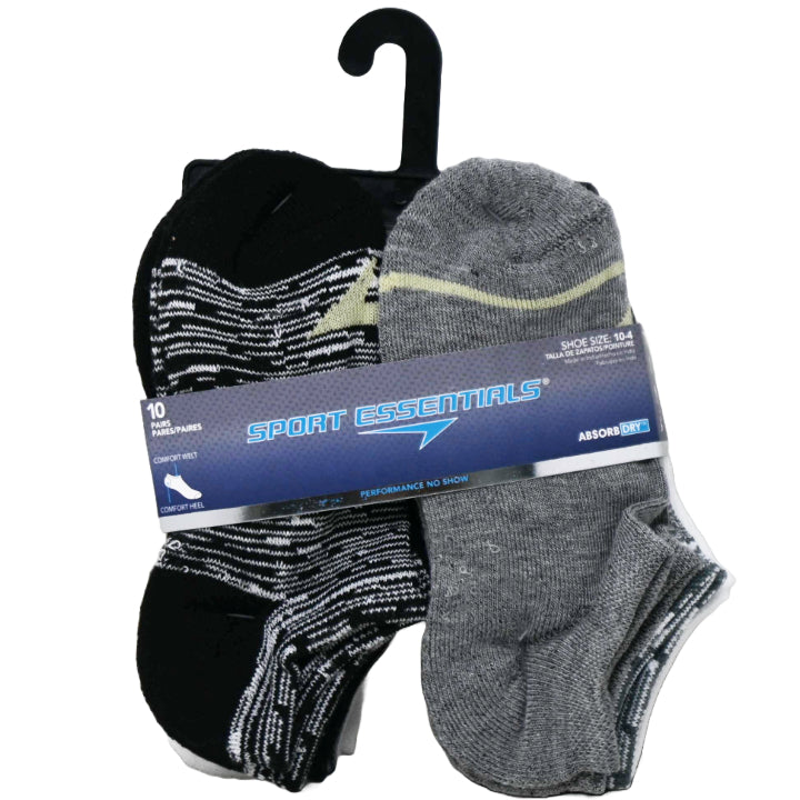 10pk BLK SPORT ESSENTIALS COLORBLOCK HC NS SOCKS SIZE 6-8 C/P 60