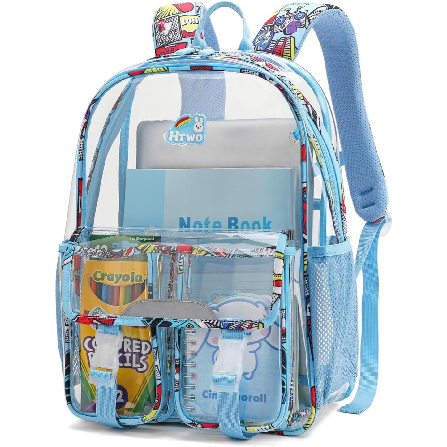 16.5" *OUTSIDE USA* CLEAR/BLUE BACKPACK C/P 18