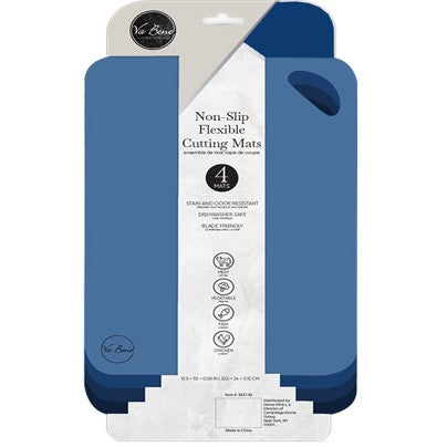 4pk 13"x9" ASST BLUE NON-SLIP FLEX CUTTING MATS C/P 24