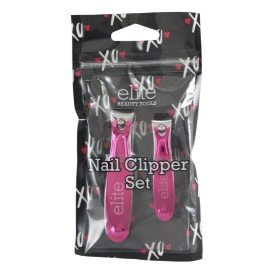 2pc PINK ELECTROPLATE FINISH NAIL CLIPPER SET C/P 144