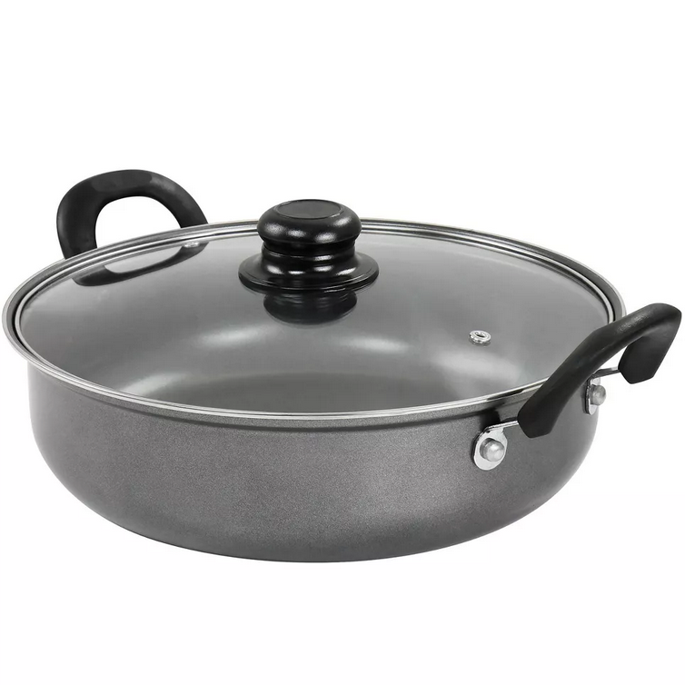 12" GV HIGHBERRY CHARCOAL ALL PURPOSE N-STICK PAN W/LID C/P 4