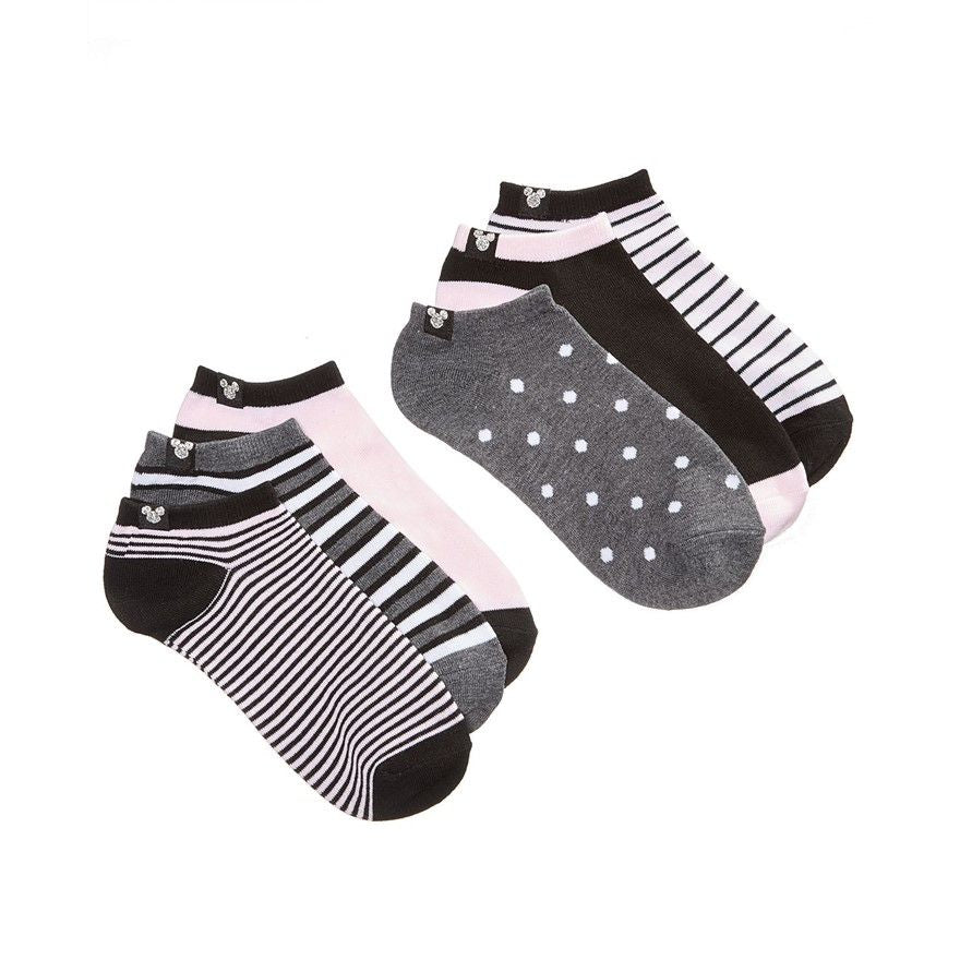 6pk WOMEN MICKEY MOUSE STRIPES NS SOCKS SIZE 9-11 C/P 60