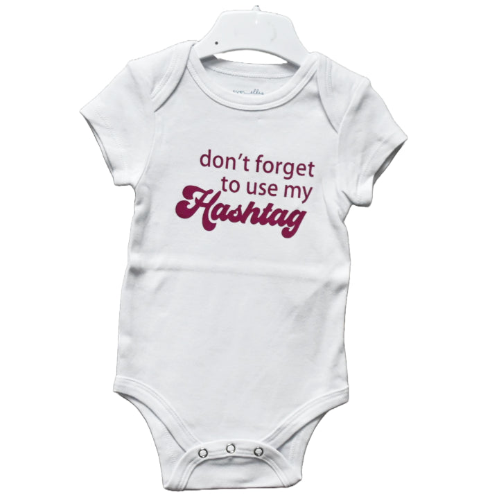 0-3 month White Onesie, Hashtag C/P 48