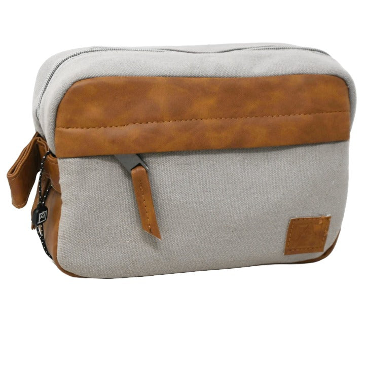 *OUTSIDE OF CA* SMALL GRAY/BRN MEN TOILETRY BAG AVALANCHE C/P 30