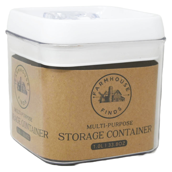 *OUTSIDE OF US* 1.0L White Square Plastic Container C/P 60