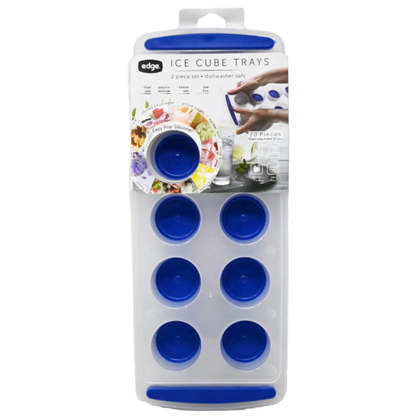 Edge 2pk Silicone Ice Cube Tray Jumbo Round Blue C/P 12