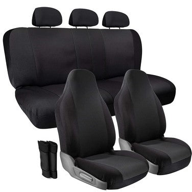 10pc BLACK FULL SEAT COVER SET C/P 6