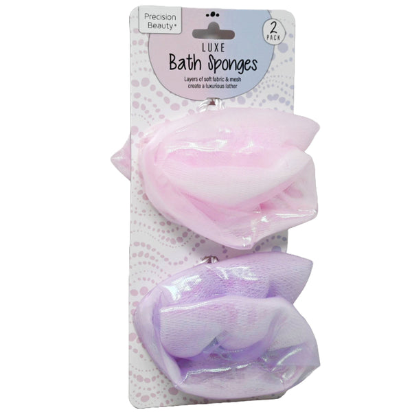 2pc PINK/PURPLE LUXE BATH SPONGE C/P 18