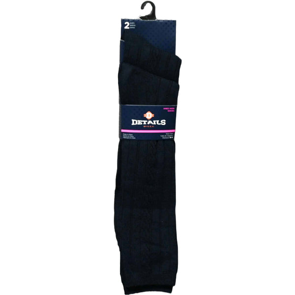 2pk NAVY GIRLS DETAILS CABLE KNIT KNEE SOCKS SIZE 6-8 C/P 60