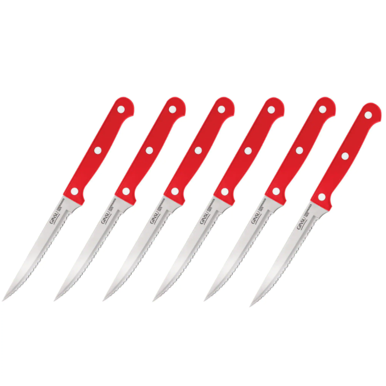 GINSU Kiso 6pc Red Steak Knife Set C/P 24