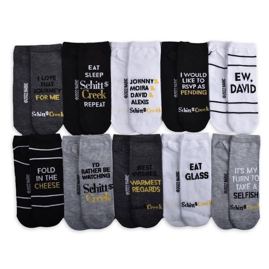 10pk SCHITT'S CREEK THAT JOURNEY NS SOCKS SIZE 9-11 C/P 12