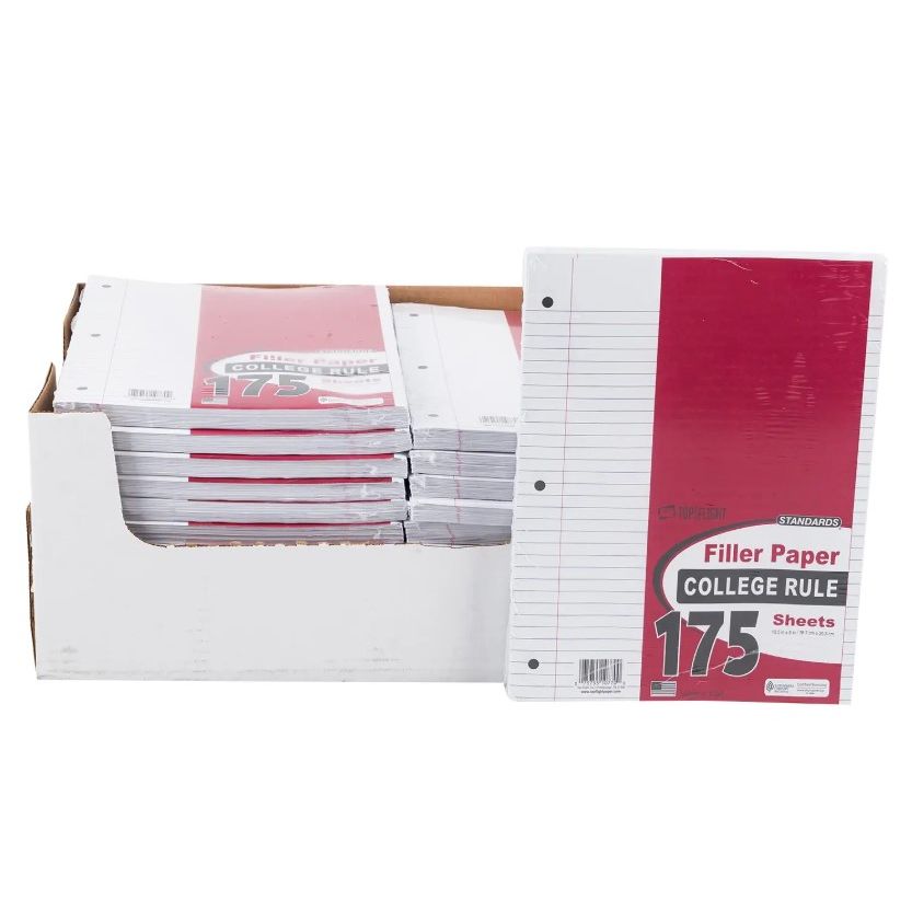 175sht 10.5x8" COLLEGE RULED FILLER PAPER C/P 24