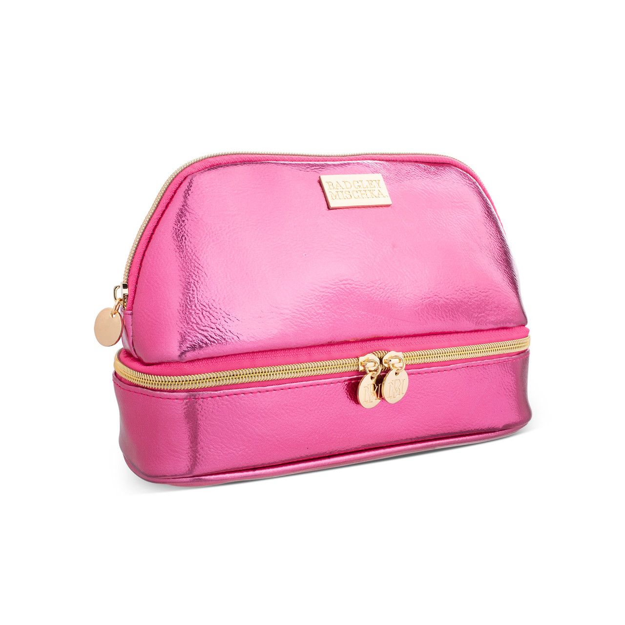 PINK PATENT PU DOME TOP ZIP W/BOTTOM COMPARTMENT BADGLEY MISCHKA C/P 36