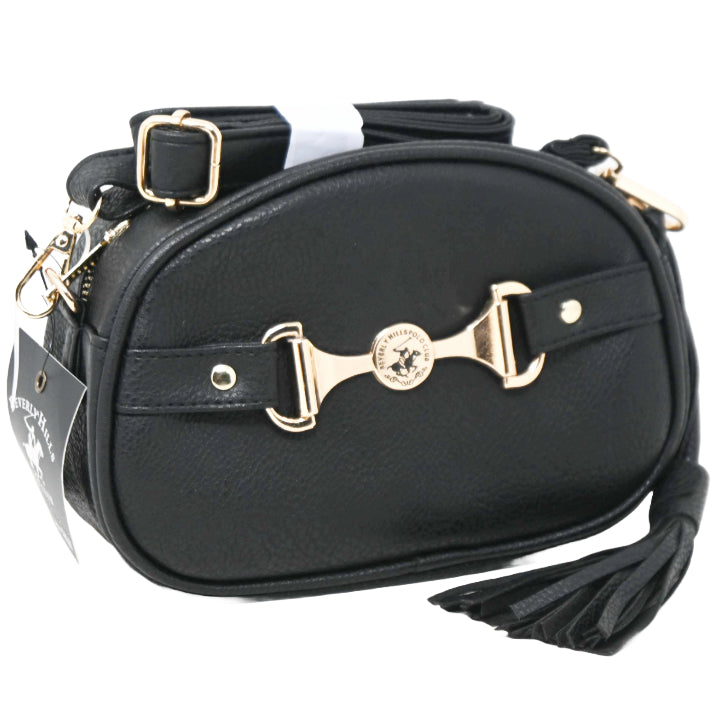 BHPC BLACK FASHION HANDBAG W/DBL TOP ZIPPER C/P 24