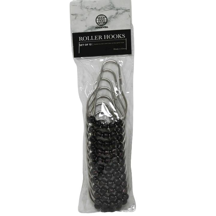 12pc BLACK METAL ROLLER HOOKS C/P 72