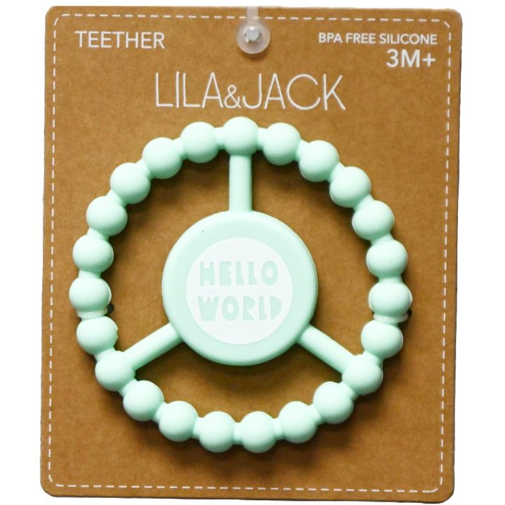 1pc Silicone Peace Teether - Mint "Hello World" C/P 100