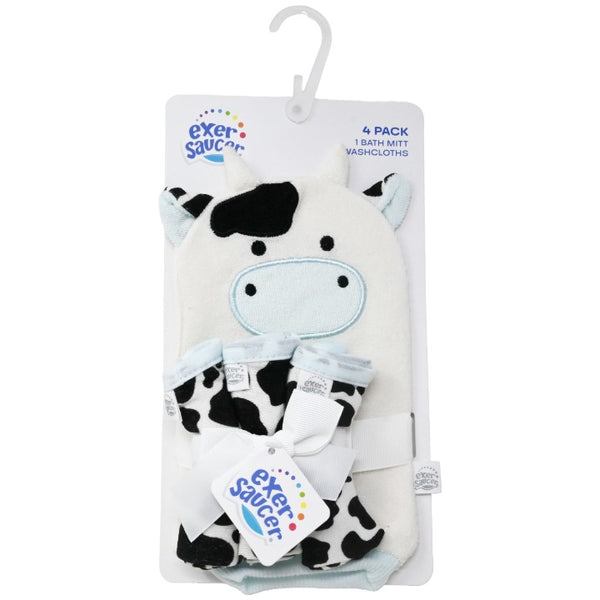 4pc Cow Washcloths Mitt Set C/P 36 Exersaucer