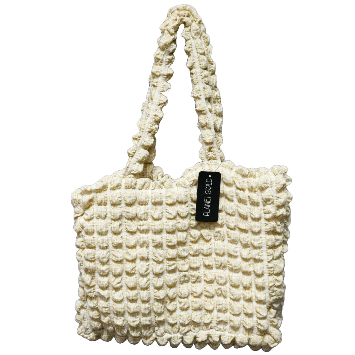 BROWN QUILTED CARRY ALLl HANDBAG W/TOP ZIPPER C/P 12