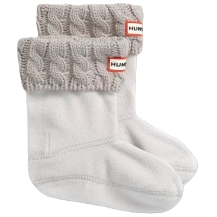 XL KIDS GREIGE CABLE BOOT SOCKS - ACRYLIC SOLID C/P 24